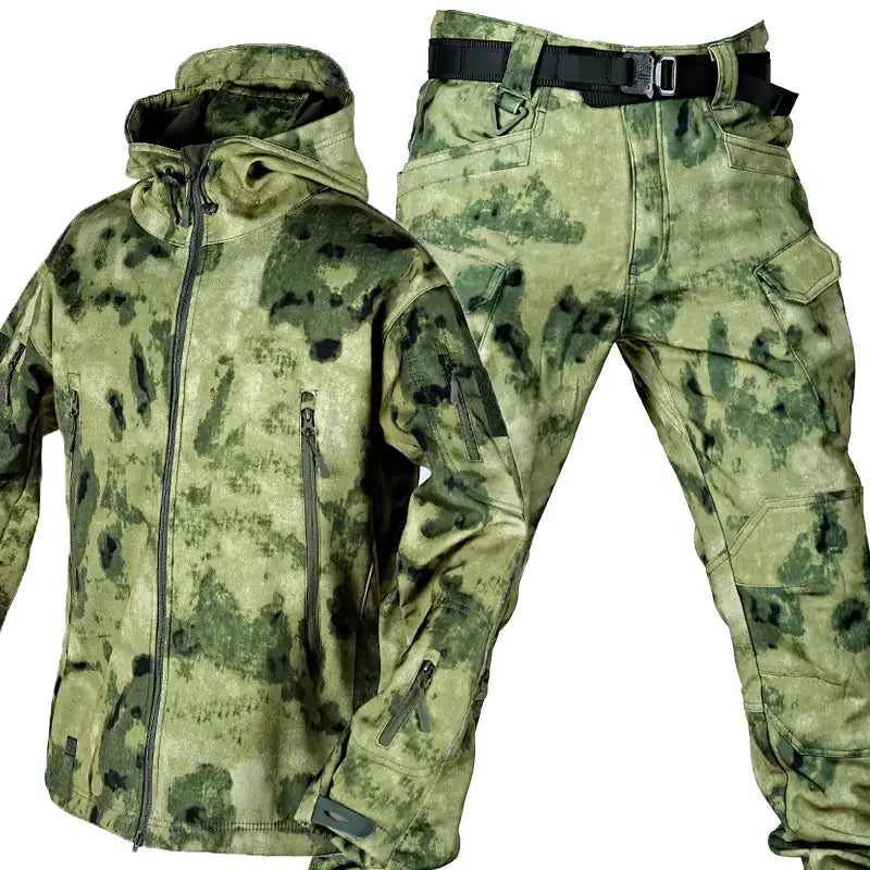 Outdoor Shark Skin Warm Camouflage Jacket and Pants Set - Tactical Softshell Fleece-Lined | Military Style by Mead's Supply & Equipment Outfitters limited