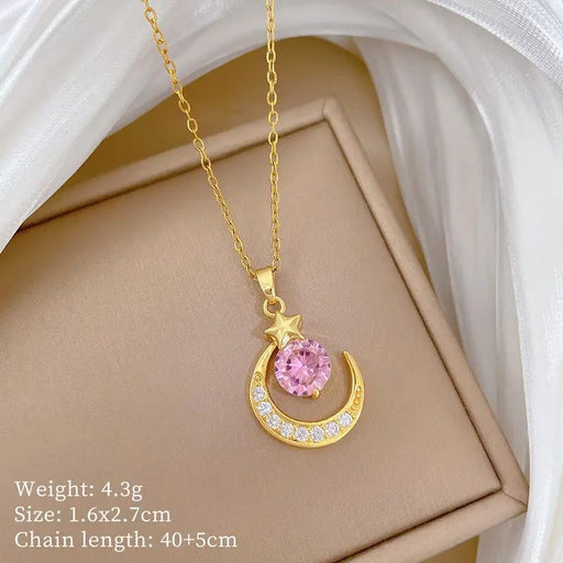 Poppy Gifts Jewellery Celestia Moon Gold Crystal Necklace Celestia Moon Gold Crystal Necklace