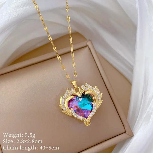 Poppy Gifts Jewellery Mystic Big Heart Gold Crystal Necklace Mystic Big Heart Gold Crystal Necklace