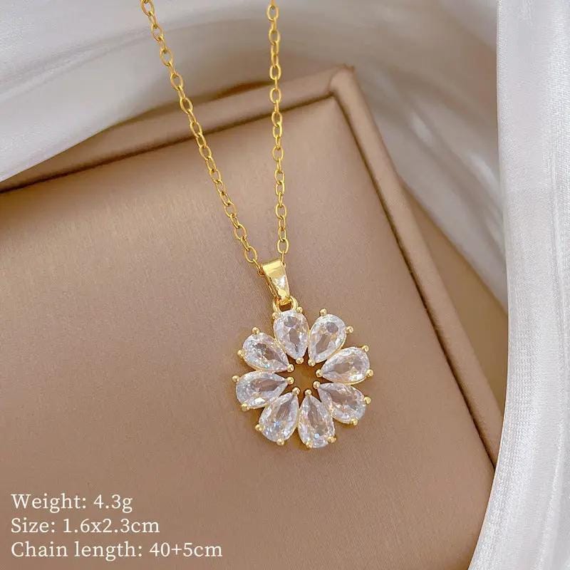Aurora Blossom Gold Crystal Necklace by Poppy Gifts