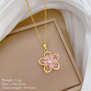 Sakura Bloom Gold Crystal Necklace by Poppy Gifts