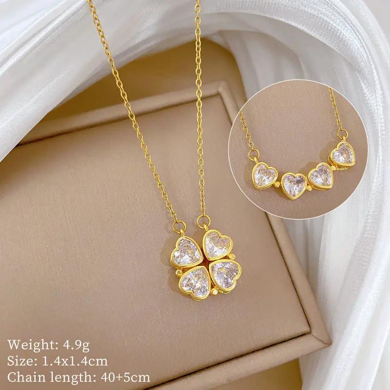 Rosabelle Clover Gold Crystal Necklace by Poppy Gifts