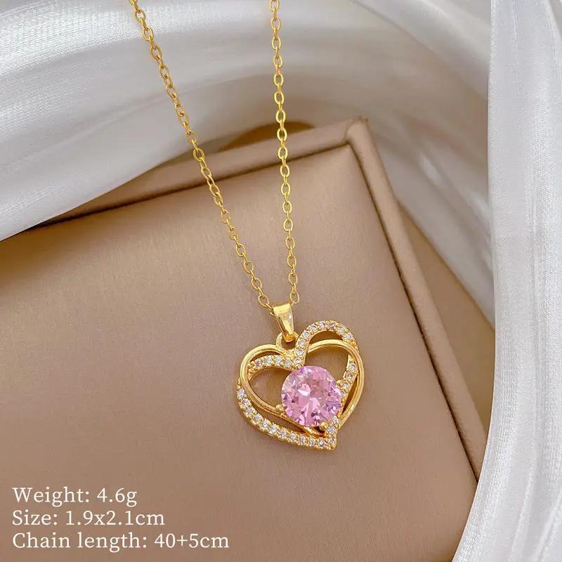 Rosabelle Heart Gold Crystal Necklace by Poppy Gifts