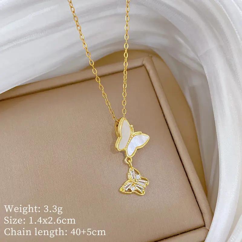 Flutter Charm Gold Butterfly Necklace by Poppy Gifts
