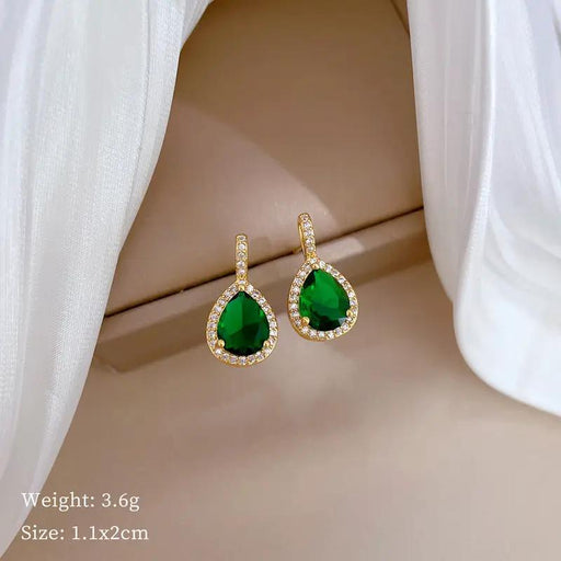 Poppy Gifts Jewellery Emerald Teardrop Gold Crystal Earrings Emerald Teardrop Gold Crystal Earrings