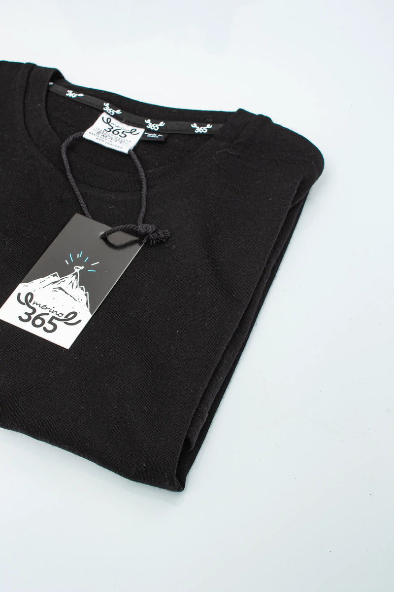 Men's Standard Long Sleeve - 100% Merino Wool, Black by Merino 365 NZ