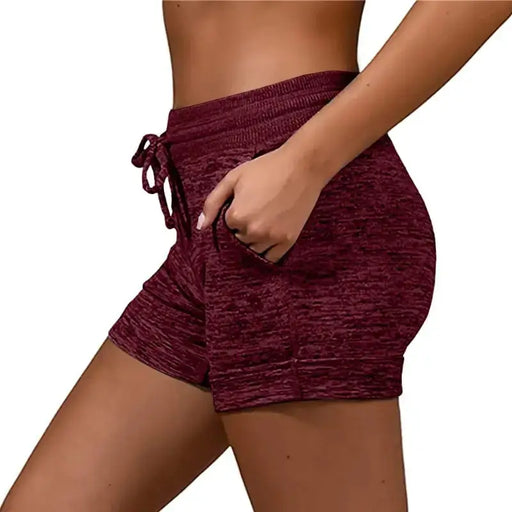 Women's Lace-Up Yoga Shorts - Solid Color Athletic Shorts for Outdoor Activities by Mead's Supply & Equipment Outfitters limited