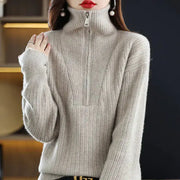 Women's 100% Merino Wool Thick Turtleneck Sweater - Zipper Front, Loose Fit | Winter Warmth by Mead's Supply & Equipment Outfitters limited