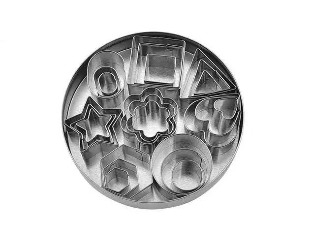 Mini Stainless Steel Cookie Dough Moulds 24 Piece Set Parent-Child Interactive Fruit and Vegetable Baking Clay Cutters by Resin Art NZ