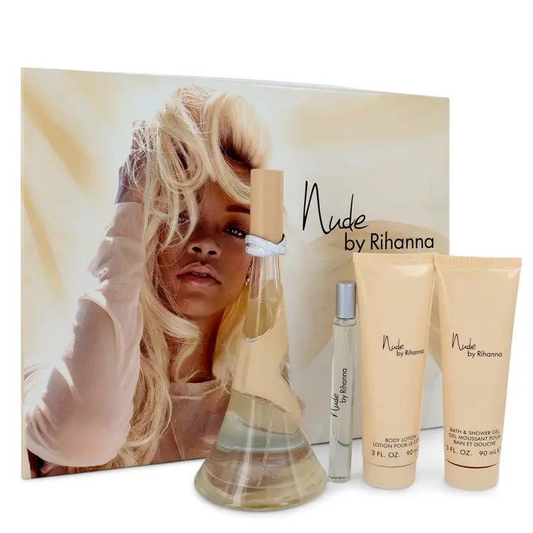 Nude By Rihanna Gift Set - 3.4 oz Eau De Parfum Spray + 3 oz Body Lotion + 3 oz Shower Gel + .33 oz Mini EDP Spray by Rihanna -- by Brands HD