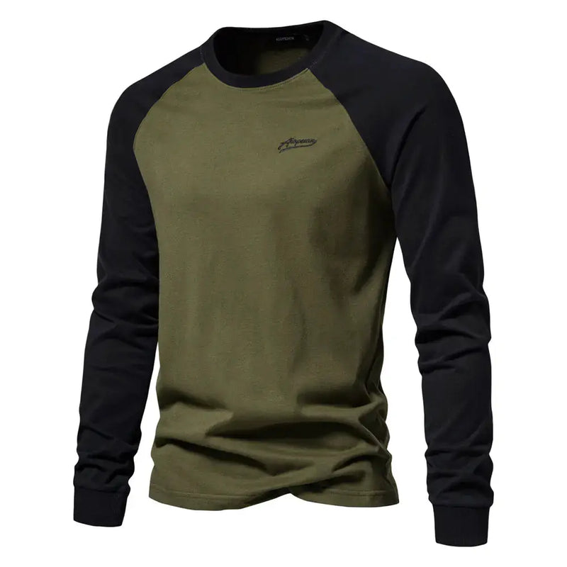 Men's Cotton Long Sleeve Color Block T-Shirt - Casual Comfort & Style by Mead's Supply & Equipment Outfitters limited