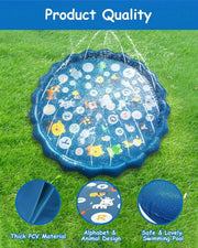 Kids Water Play Mat Sprinkler Splash Pad 170CM by salelink.co.nz