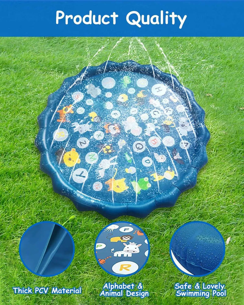 Kids Water Play Mat Sprinkler Splash Pad 170CM by salelink.co.nz