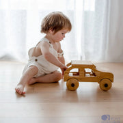 Wooden Natural Car - QToys | Wooden Toy NZ by Curious Moonbeam