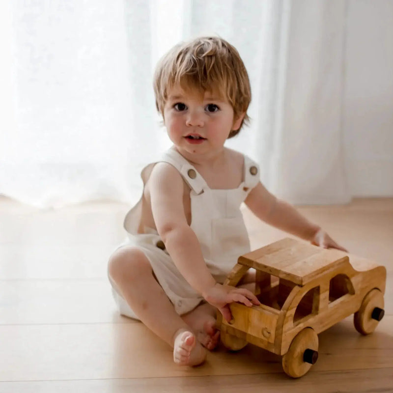 Wooden Natural Car - QToys | Wooden Toy NZ by Curious Moonbeam