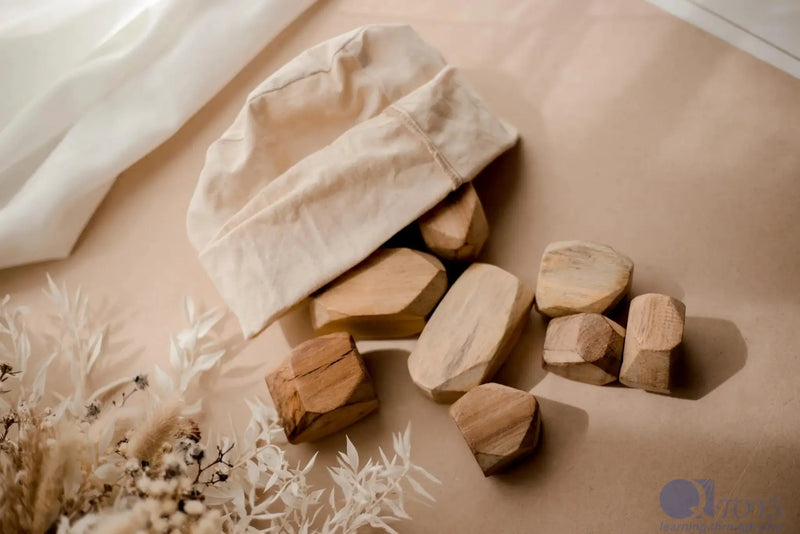 Natural Wooden Balancing Gems - QToys | Wooden Toy NZ by Curious Moonbeam