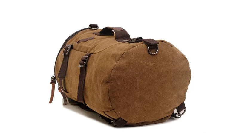 50L Canvas Hiking Backpack - Retro Style Travel Rucksack with Leather Accents | Men's Outdoor Pack by Mead's Supply & Equipment Outfitters limited