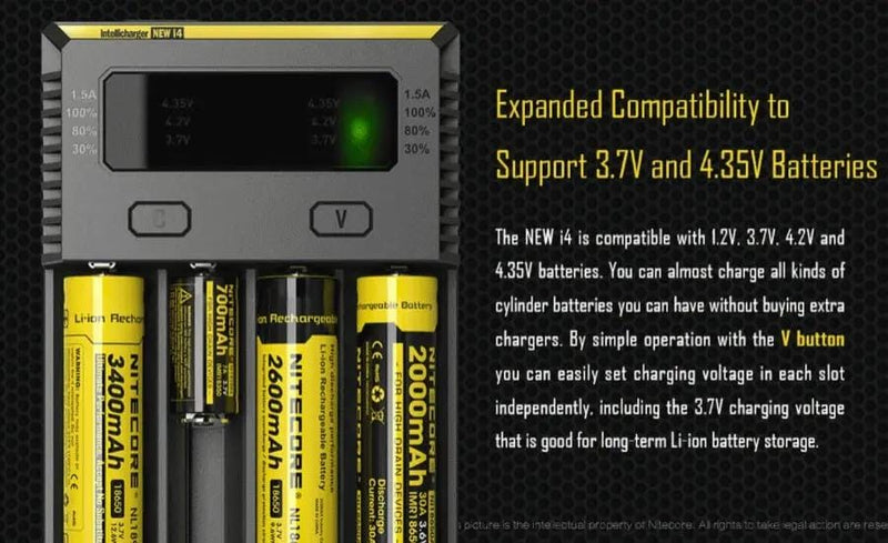 g8buynz Nitecore New i4 Intellicharge Charger for 18650 AAA AA Li-Ion/NiMH Battery Nitecore New i4 Intellicharge Charger for 18650 AAA AA Li-Ion/NiMH Battery
