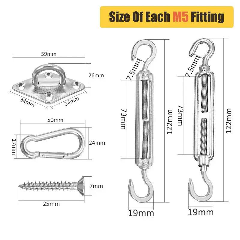 Outdoor Shade Sail Hardware Kit for Rectangle Sun Shade Sails Mounting Accessory by dealonline.co.nz