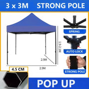 3x3 Strong Outdoor Tent Oxford Gazebo Waterproof Auto Button Hexagonal Pole by dealonline.co.nz