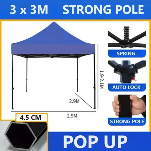 3x3 Strong Outdoor Tent Oxford Gazebo Waterproof Auto Button Hexagonal Pole by dealonline.co.nz