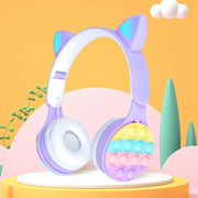 Rainbow Bubble Glowing Cat Ears Wireless Headset with Microphone Control LED by dealonline.co.nz