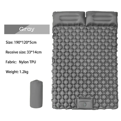 Ultralight 2 Person Inflatable Camping Sleeping Mat with Built-in Foot Pump and Pillow YFHY7016 by ECOTREK