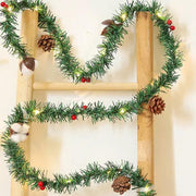 5M Artificial Christmas Wreath Green String Lights Cotton Pine Cones by salelink.co.nz