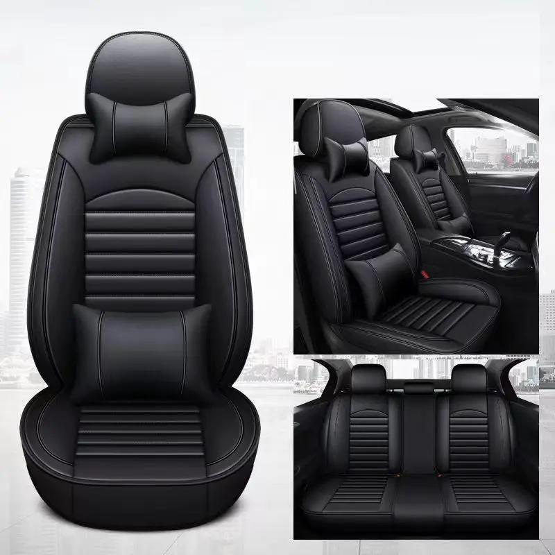 Car Seat Cover Faux Leather Cushion 5 Seater Full Set Front & Rear + Pillows by dealonline.co.nz