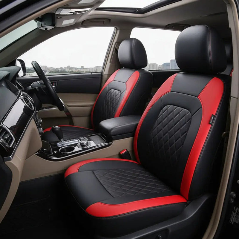 Universal Fit Faux Leather Full Set Black Automotive Seat Covers fits by dealonline.co.nz