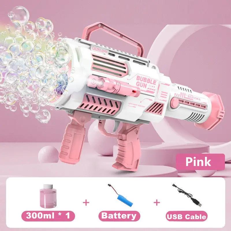 Large Rechargeable Rocket Bubble Gun + Flashlight (43cm) by dealonline.co.nz