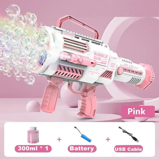 Large Rechargeable Rocket Bubble Gun + Flashlight (43cm) by dealonline.co.nz