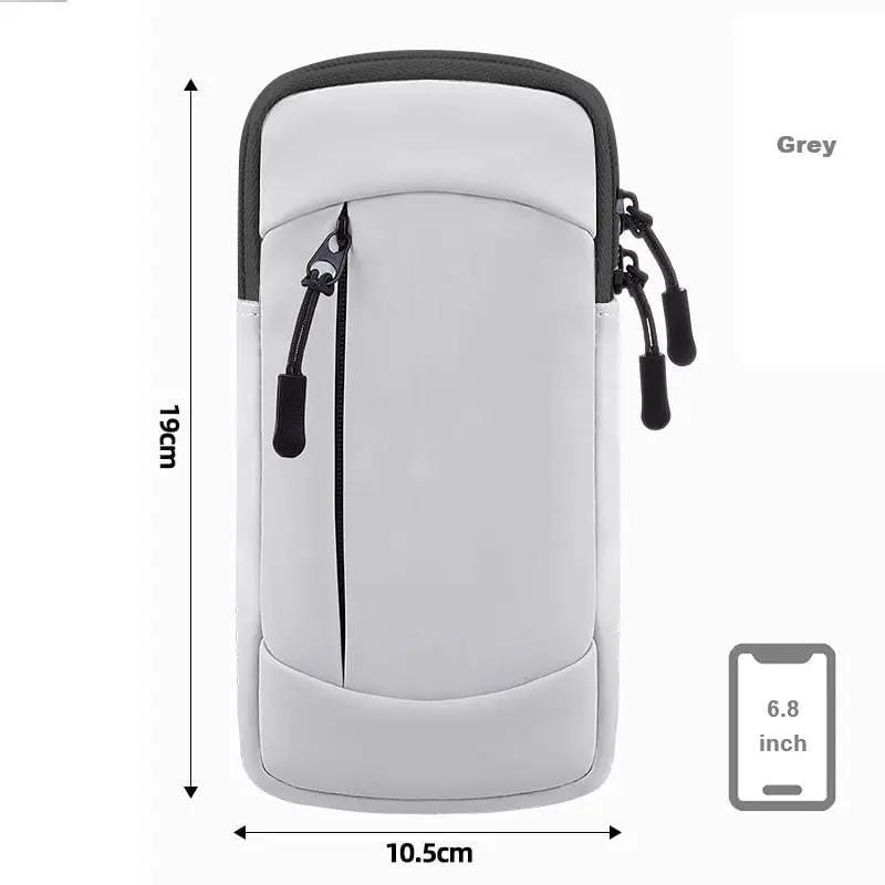 Waterproof Running Armband Phone Holder – 2 Pocket Sports Wrist Wallet for Gym & Outdoor Exercise (Fits up to 6.8” phone) RMX1603 by ECOTREK