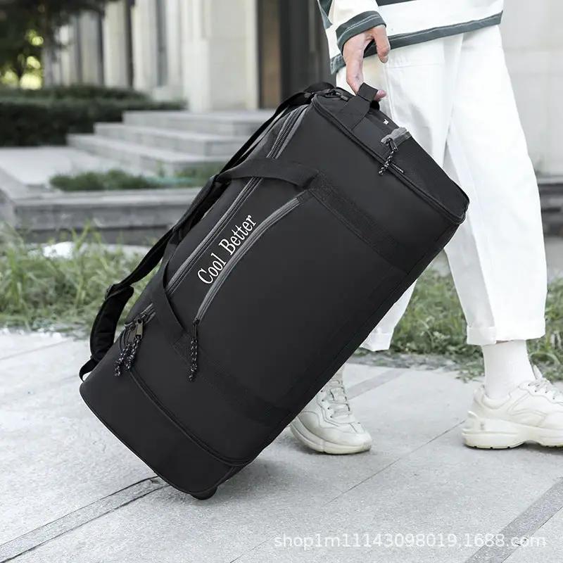 Ecotrek 55L Foldable Rolling Duffel Bag with 2 Wheels – Waterproof Oxford Weekender Travel Bag FL6121 by ECOTREK