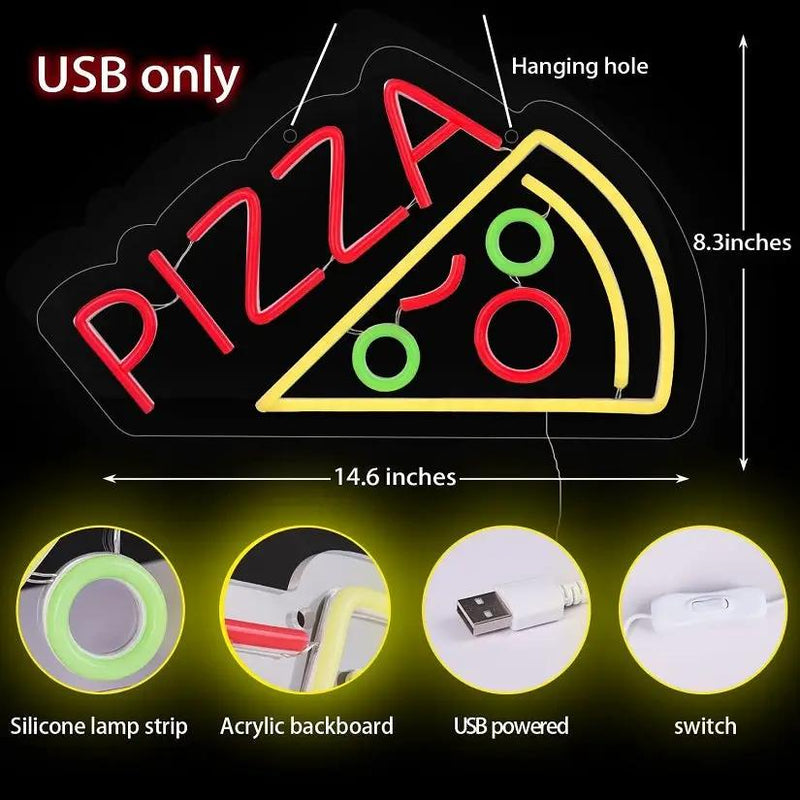Neon Sign LED Tube Handmade Visual Bar Pub Club Wall Decor Light Pizza by dealonline.co.nz