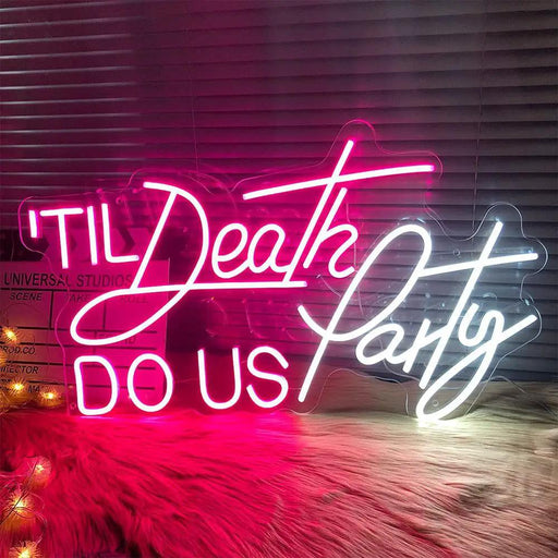 Neon Sign LED Tube Handmade Visual Bar Pub Club Wall Decor Light PARTY TIL DEATH by dealonline.co.nz