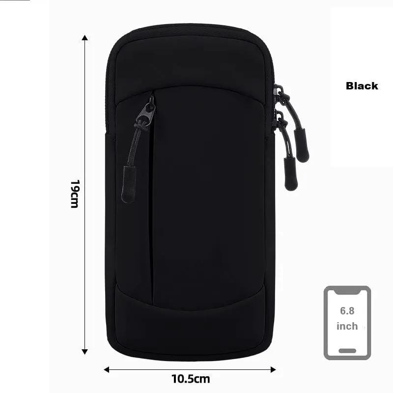 Waterproof Running Armband Phone Holder – 2 Pocket Sports Wrist Wallet for Gym & Outdoor Exercise (Fits up to 6.8” phone) RMX1603 by ECOTREK