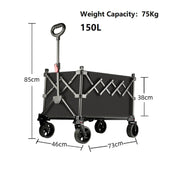 Ecotrek Folding Camping Trolley Heavy Duty Wagon Cart 150L XY1071 by ECOTREK