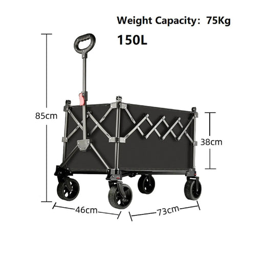 Ecotrek Folding Camping Trolley Heavy Duty Wagon Cart 150L XY1071 by ECOTREK