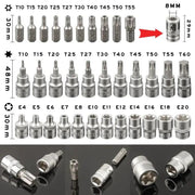 34X E Torx Socket Set Female Start Bit External Hex Torque Tool Garage Car 3/8" by salelink.co.nz