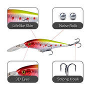 10 Pack Fishing Lures Hard Baits, 3D Eyes Minnow Fishing Lures 11cm 10.5g by dealonline.co.nz