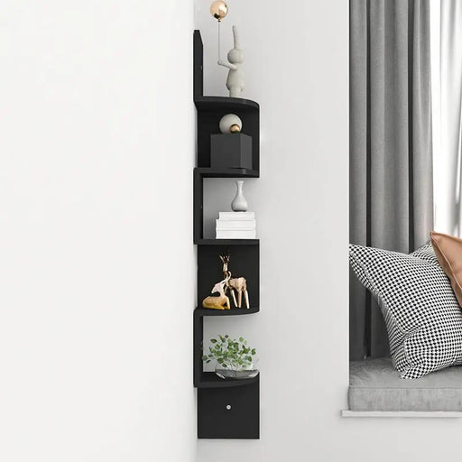Wall Mounted Corner Shelves Black by salelink.co.nz