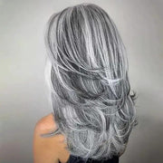 Women Wig with Hat Blond Synthetic Hair Full Wigs High Quality - Silver by dealonline.co.nz