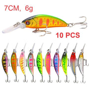 10 Pack Fishing Lures Hard Baits, 3D Eyes Minnow Fishing Lures 7cm 6g by dealonline.co.nz