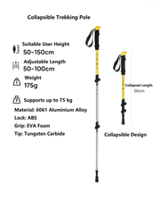 Ecotrek Telescopic Trekking Poles – Collapsible Hiking Sticks for Users up to 150 cm PRI50128 by ECOTREK