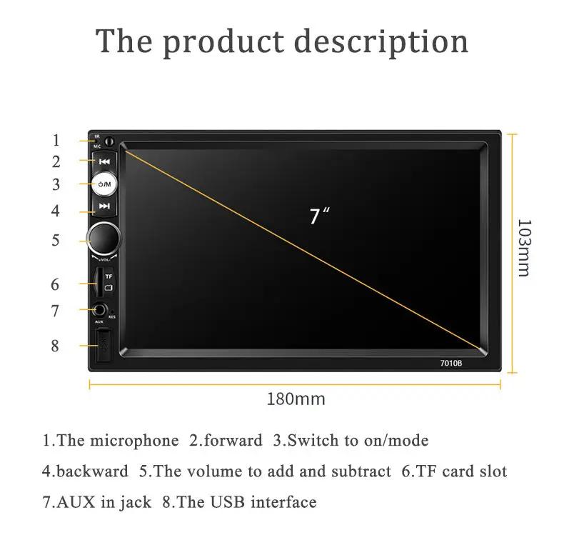 7" Double 2 DIN Bluetooth Head Unit Car Stereo Touch Screen Radio FM/TF/USB/AUX by salelink.co.nz