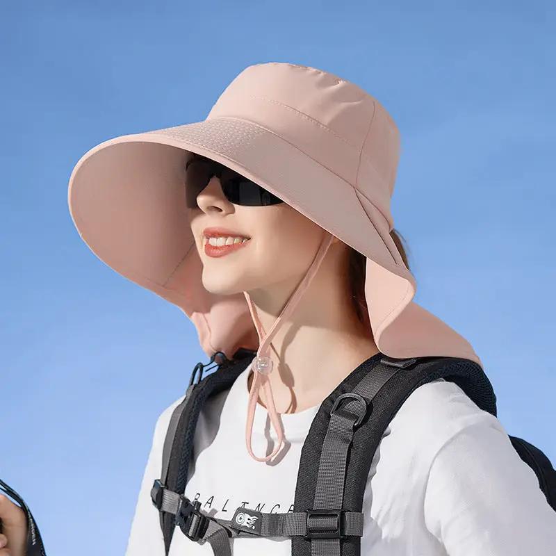 BEIGE Sun Hats Wide Brim Bucket Outdoor Fishing Hiking Cap UV Protection by dealonline.co.nz
