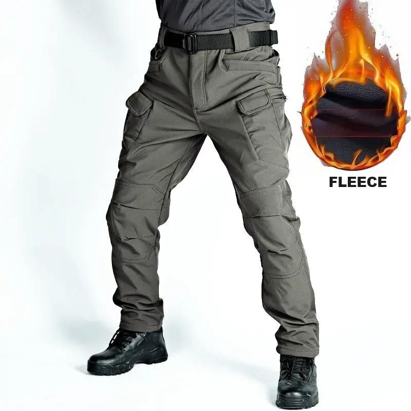 Men's Tactical Pants Water Resistant Cargo Pants Soft Shell Fleece Lined GREY by dealonline.co.nz