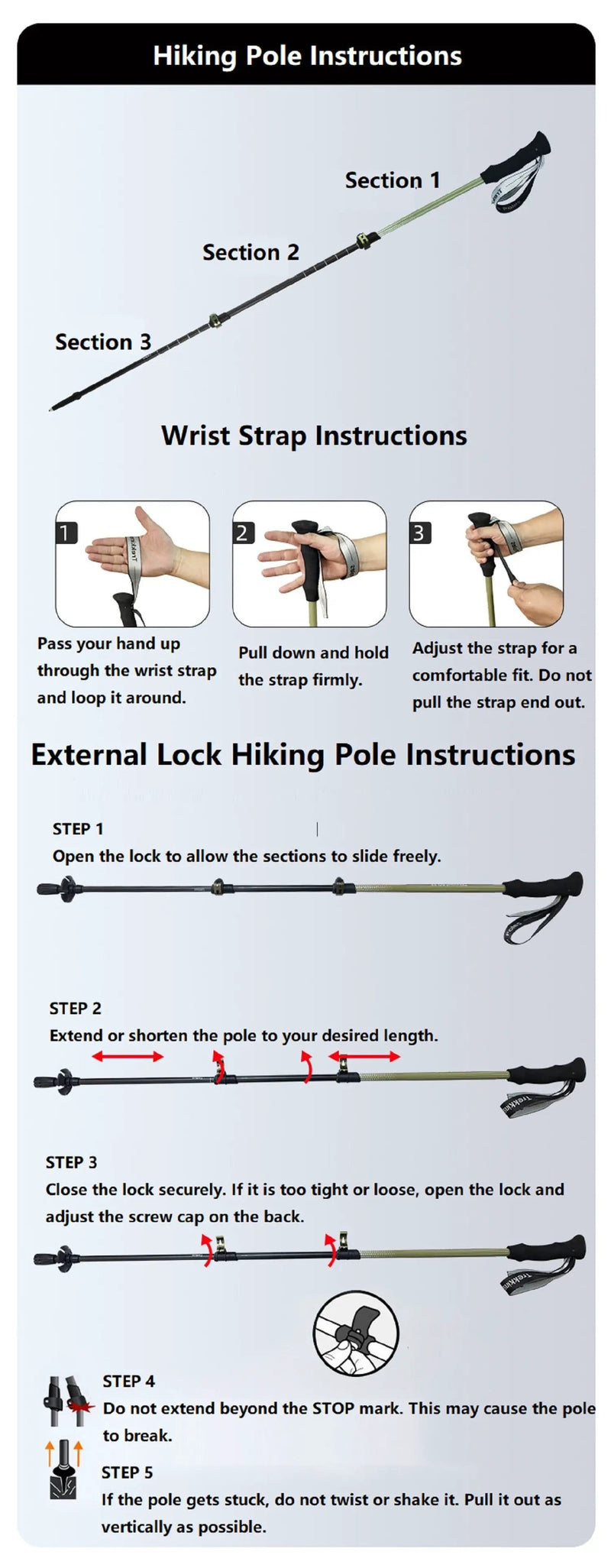ECOTREK Carbon Fibre Hiking Poles – Ultra-Lightweight 3-Section Adjustable Trekking Poles LBDS11687 Carbon Fibre Hiking Poles – Ultra-Lightweight 3-Section Adjustable Trekking Poles LBDS11687