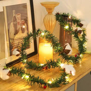 5M Artificial Christmas Wreath Green String Lights Cotton Pine Cones by salelink.co.nz
